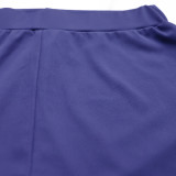 Solid Drawstring Crop Top Slit Bottom Wide Leg Pants Fashion 2PCS Set