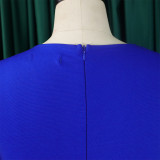 Plus Size Solid Bow Cap Sleeve Peplum Dress
