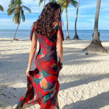 Sexy Printed Straps Off Shoulder Chic Maxi Dress For Women