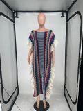 Knitting Slit Striped Irregular Long Sweater Dress
