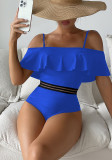 Off Shoulder Ruffles Straps Sexy One Piece Swimsuit