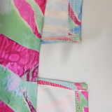 Print Tie Front Crop Top & Long Skirt 2-Piece Set