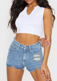 Stylish Blue Ripped Denim Shorts