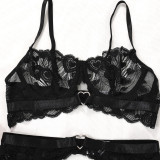 Lace Heart See-Through Erotic Lingerie Set for Women