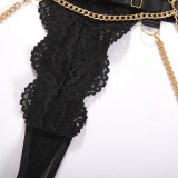 Black Lace See Through Sexy Chain Teddy Lingerie