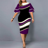 Print Plus Size Elegant Bodycon Dress