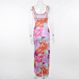 Floral Print Summer Holidays Fashion Slim Maxi Dress