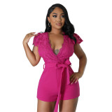 Lace Patchwork V-neck Sexy Rompers
