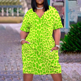 Plus Size Printed Short Sleeve Casual Plus Size Dress