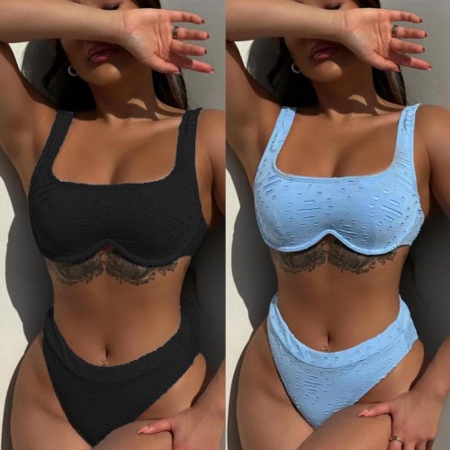 Sexy Bikini Solid Two Piece Swimsuit