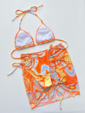 Bikini Set with Cover Up Skirt Three-Piece Swimwear