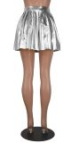 Sexy Metallic Shiny Pleated Skirt for Women