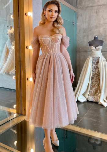 Chic Sequin Princess Long Wedding Dress A-Line Evening Dress