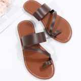 Comfortable PU Lather Flat Slippers