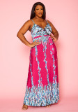 Printed V-Neck Cami Long Dress