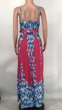 Printed V-Neck Cami Long Dress