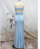 Sexy Sequin Slit Bridesmaid Formal Cami Party Evening Dress