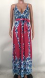 Printed V-Neck Cami Long Dress