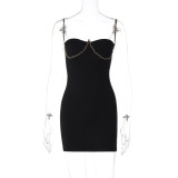 Metal Chain Camisole Sexy Tight Fit Bodycon Dress