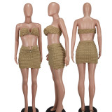 Sexy Bandeau Top Strapless 2-Piece Skirt Set