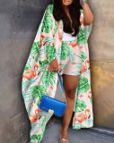 Hot Sale Summer Print Chic Long Cardigan and Shorts Two Piece Set