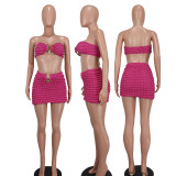 Sexy Bandeau Top Strapless 2-Piece Skirt Set