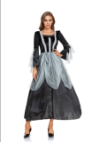 Halloween Vampire Costume Black Mystery Queen Long Dress Prom Party Costume