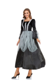 Halloween Vampire Costume Black Mystery Queen Long Dress Prom Party Costume