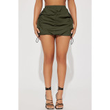 Solid Elastic Ruched Sports Pocket Cargo Skirt