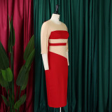 Contrast 3/4 Sleeve Bodycon Dress