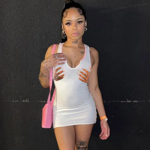 Printed Sleeveless Slim Sexy Mini Dress
