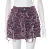 Trendy Tassel Tight Non-Stretch Denim Skirt