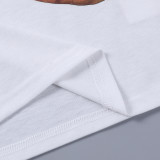 Street Style Basic Round Neck Print Short Sleeve Crop Top