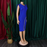 Short Sleeve Bodycon Contrast Split Bodycon Dress