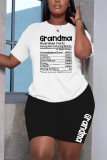 Plus Size Letter Print T-Shirt and Shorts 2PCS Set