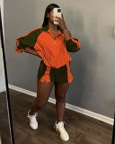 Fashion Casual Colorblock Two-Piece Shorts Set Tracksuit