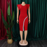 Short Sleeve Bodycon Contrast Split Bodycon Dress