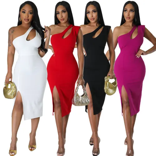 Solid Sleeveless Cutout Bodycon Dress
