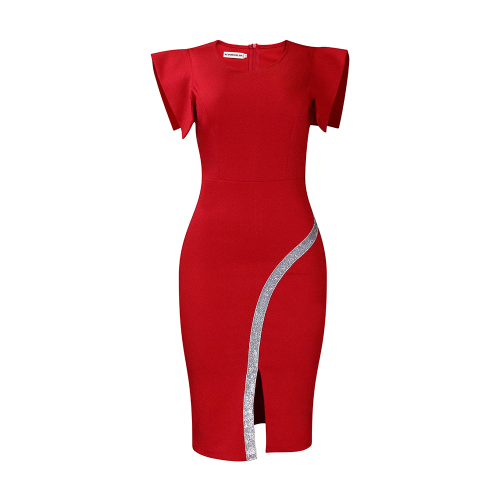 Short Sleeve Bodycon Contrast Split Bodycon Dress US$ 10.21 -  www.lover-pretty.com