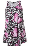 Plus Size Leopard and Butterfly Printed Sleeveless Nightdress
