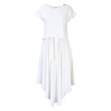 Solid Short Sleeve Top and Skirt 2PCS Set
