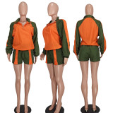 Fashion Casual Colorblock Two-Piece Shorts Set Tracksuit