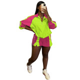 Fashion Casual Colorblock Two-Piece Shorts Set Tracksuit