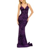 Sexy Glitter Straps Backless Bodycon Evenning Gown