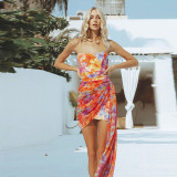 Sexy Floral Print Strapless Short Party Beach Dress