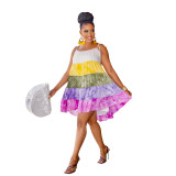 Gradient Print Multicolor Sleeveless Casual Loose Dress