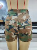 Trendy Camo Print Pocket Casual Shorts