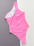 One Shoulder Mesh Patchwork One Piece Swimsuit