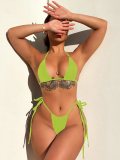 PU Leather Halter Tie Sides Bikini Set