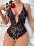 Sexy Black Lace Straps Teddies Lingerie for Women